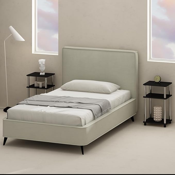 Furinno Just 3-Tier Turn-N-Tube Open Storage Nightstand, 2-Pack, Americano, Stainless Steel Tubes