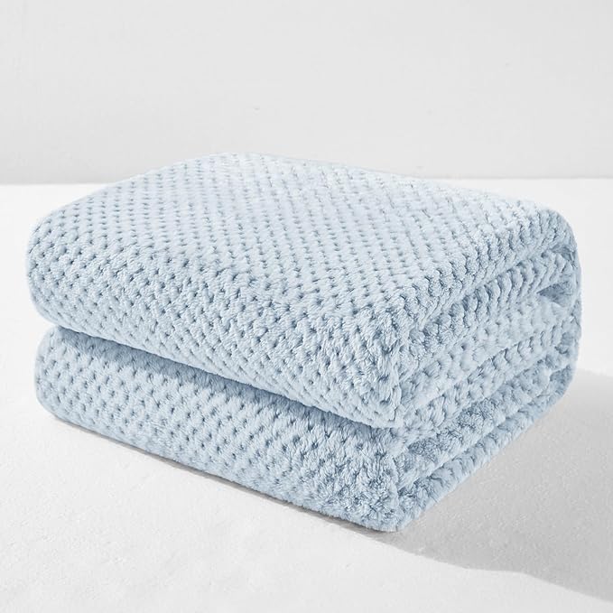 Exclusivo Mezcla Fleece Throw Blanket Extra Large, Super Soft and Warm Blankets for Couch, Sofa and Bed Waffle Textured, Cozy, Fuzzy and Lightweight (Mixed Slate Blue, 50x70 Inches)