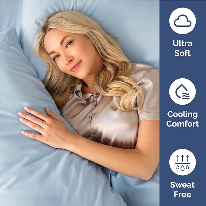 Split King Size 5 Piece Sheet Set - Comfy Breathable & Cooling Bed Sheets Set - Hotel Luxury Bedding for Women, Men, Kids, Teens, Boys & Girls - Deep Pockets, Soft, Wrinkle Free - Oeko-Tex - Sky Blue