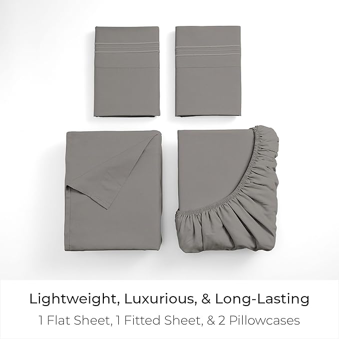 Mellanni King Sheets Set - 4 PC Iconic Collection Bedding - Hotel Luxury, Extra Soft, Cooling Bed Sheets - Wrinkle, Fade, Stain Resistant (King, Taupe)