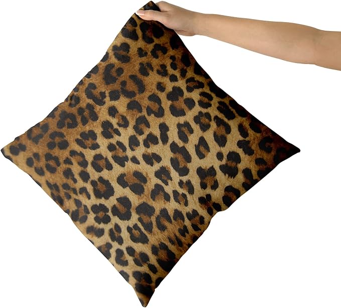 Brown Leopard Throw Pillow Cover - 2 Pcs Cheetah Animal Print Pillows Covers 16x16 inch Soft Bed Decorative Pillow Case for Home Couch Sofa Outdoor Decor
