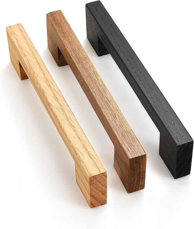 Black Square 7-1/2in 6 pcs Wooden Drawer Pulls Handle pulls for cabinets Kitchen Cabinet Drawer pulls Cabinet Door Pull
