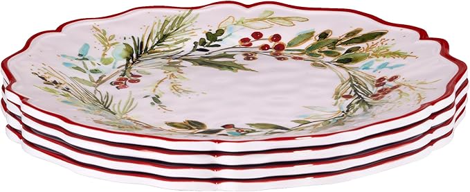 Certified International Christmas Gatherings 11" Melamine Dinner Plates,(Pack of 12)