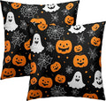 Halloween Throw Pillow Covers 20x20 - Ghost Pumpkins Pillow Covers 2PCS Halloween Day Spider Web Pillowcases for Couch Sofa Bench Bedroom