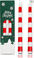 2 Pack Christmas Taper Candles, 10 Inch Unscented Candlesticks with Red Stripe Design for Holiday Table Centerpiece, Fireplace Mantel, Winter Weddings, Advent Wreaths, Seasonal Home Decor