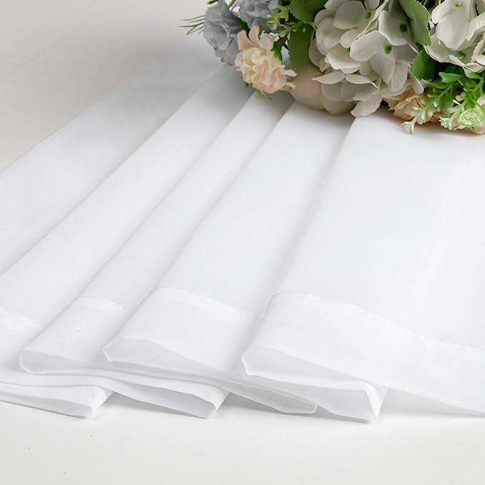 Aiyufeng 2 Piece White Sheer Curtains 63 Inch Length, Light Filtering Kitchen Curtain for Small Window, Voile Top Dual Rod Pocket, 2 x 40 W x 63" L