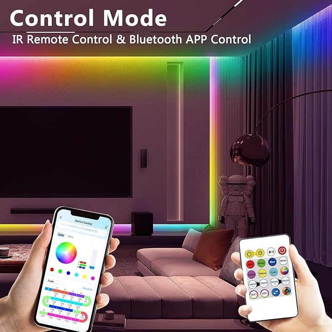 DAYBETTER BGRIC LED Lights for Bedroom, 16.4FT RGB LED Lights with Bluetooth APP & Remote Control 24V 5050 Color Changing LED Strip Lights Music Sync for Room Home Party Wall Indoor Decor