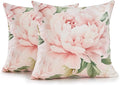 Pink Floral Throw Pillow Covers 24x24 Set of 2, Decorative Peony Flower Cushion Cases, Soft Plush Pillow Covers for Farmhouse Sofa Couch Bed Home Decor