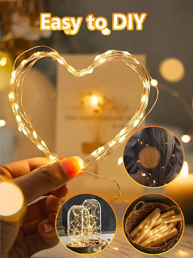 2 Pack 100 LED Fairy Lights Battery Operated with Remote, 33FT Waterproof Twinkle Lights with Timer & 8 Modes, Fairy String Lights Outdoor Indoor for Bedroom Classroom DIY Christmas Decor (Warm White)