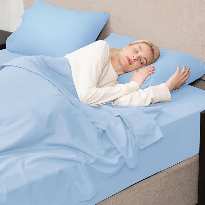 Mejoroom Full Size Sheet Sets - 16 Inches Deep Pocket Bed Sheets & Pillowcase Sets - 1800 Collection Microfiber Bed Sheet Set - Extra Soft, Fade & Wrinkle Resistant - 4 Piece(Full,Light Blue)