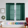 Aiyufeng Hunter Green Sheer Curtain Drapes 45 Inch Length 2 Panels for Living Room, Light Filtering Voile Green Drapes for Bedroom, Patio, Sliding Door, Each 42" W x 45" L