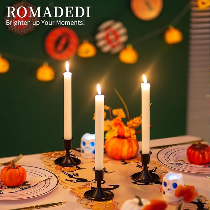 Black Candlestick Candle Holders for Taper ：6 PCS Romadedi Candle Stick Holder Set Vintage Table Centerpiece Halloween Decoration Wedding Christmas Fireplace Mantel Home Deocr