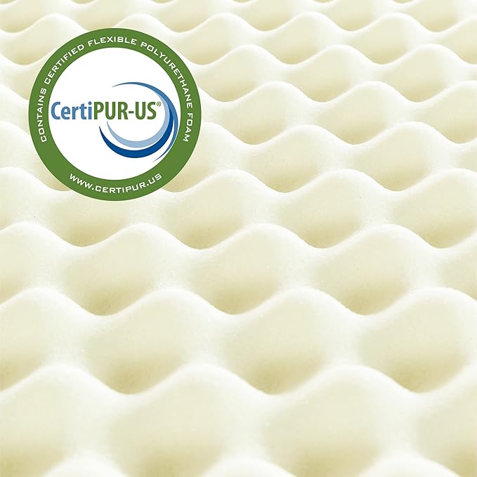 ZINUS 2 Inch Copper Cooling Memory Foam Mattress Topper with Airflow Design, King, White