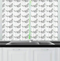 Lunarable Sloth Kitchen Curtains, Repetitive Pattern of Lazy Animals Hang on Branches, Window Drapes 2 Panel Set for Kitchen Cafe Decor, 55" x 39", Blue Grey Jade Green
