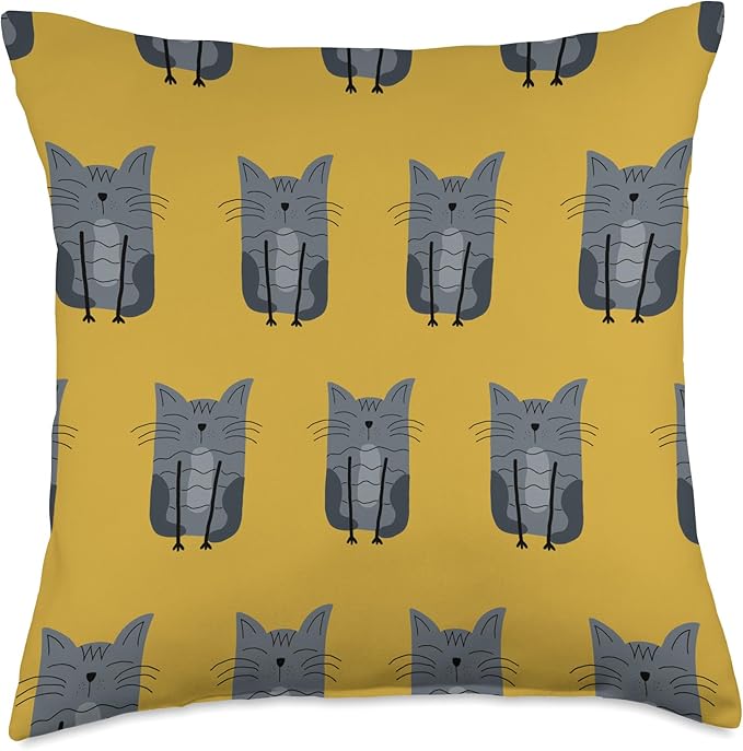 Cute Scandinavian Animals Designs Scandinavian Cat Boho Pattern Throw Pillow, 18x18, Multicolor