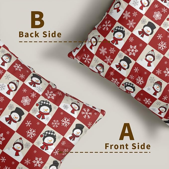 Christmas Pillow Covers 20x20 - Winter Throw Pillow Covers Snowman Snowflake Couch Pillow Cases for Indoor Bedroom