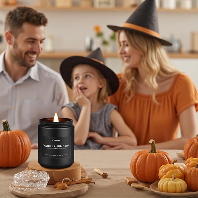 Fall Candles, 4 Pack Soy Candles Set - Autumn Scents of Vanilla Pumpkin, Cinnamon Apple, Harvest Season, Maple Syrup Latte, Aromatherapy Fall Gifts for Men & Women, Thanksgiving Home Decor