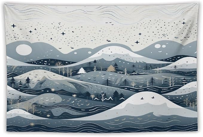 MaSiledy Tapastry's Wall Hanging Snow Mountain Scandinavian Winter Tapestry Rustic Country Holiday Wall Art Tapestry for Bedroom Aesthetic for Bedroom Aesthetic Home Decor 40"x60"