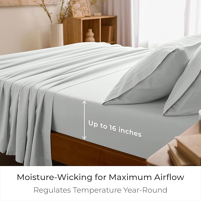 Mellanni Queen Sheets Set - 4 PC Iconic Collection Bedding - Hotel Luxury, Extra Soft, Cooling Bed Sheets - Wrinkle, Fade, Stain Resistant (Queen, Ivory)
