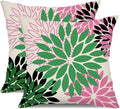 DFXSZ Green Pink Black Flower Pillow Covers 20x20 Inch Set of 2 Outdoor Throw Pillows Outdoor Waterproof Decor for Living Room Sofa Patio Funiture Garden Floral Polyester Pillow Covers 012B20