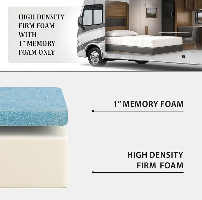 Foamma 6” x 28” x 79” Truck, Camper, RV Travel Visco Gel Memory Foam Bunk Mattress Replacement, Made in USA, Comfortable, Travel Trailer, CertiPUR-US Certified, Cover Not Included