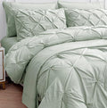 LANE LINEN Queen Comforter Set with Sheets, 7 Piece Set, Pintuck Comforter, Soft Bed Set, Bedding Comforter Sets, In-Bag Set - Mineral