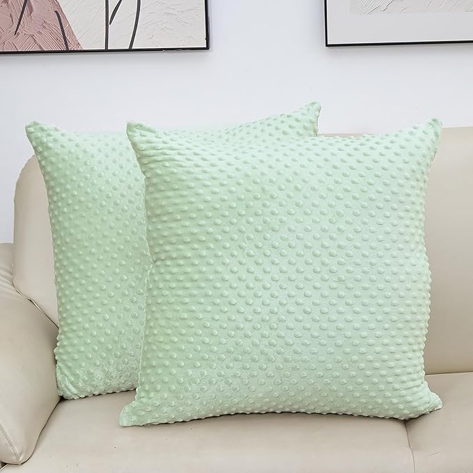 2 Packs Throw Pillow Covers, Neutral Decorative Couch Pillow Cover for Living Room Bed Sofa Rustic Farmhouse Boho Home Decor, Soft Plush Cushion Case Slipcover (Green, 24"x 24")