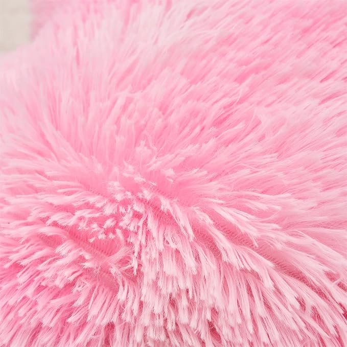 MOOWOO Fluffy Heart Pillow, Faux Fur Throw Pillow,Sherpa Plush Fluffy, Cute Soft Throw Cushion, Valentines Day,Thanks Giving Days,Christmas Day Decorative for Home Bed Couch Heart Shape