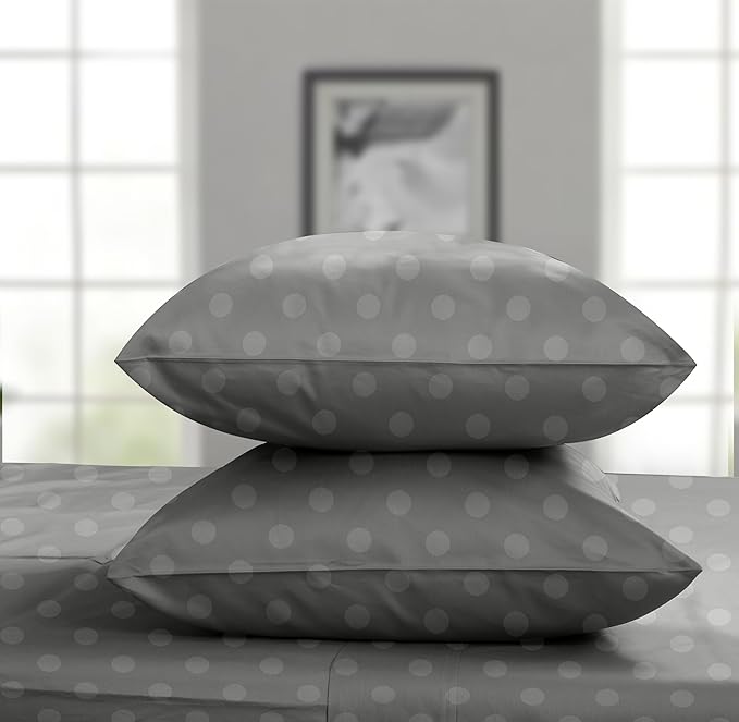 Threadmill Cotton Queen Sheet Set | 100% Cotton Sheets for Queen Size Bed | Damask Jacquard Queen Bed Sheets Set with 16” Deep Pocket | Soft Sateen Weave 4-Piece Cooling Bedding Set | Dark Grey