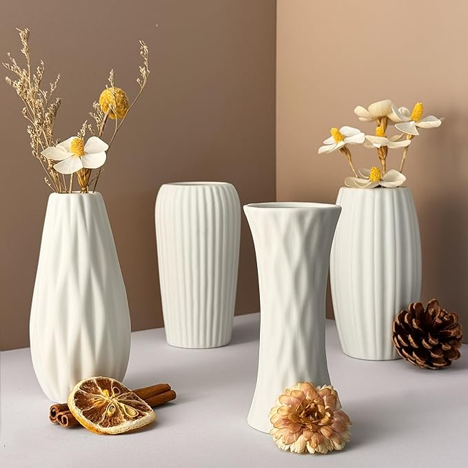 White Ceramic Vase Set of 12, Small White Bulk Bud Vases for Pampas Grass for Wedding Table Centerpieces Decoration, Modern Boho for Rustic Vase