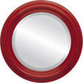 OVALCREST Round Beveled Wall Mirror for Home Decor - Philadelphia Style - Holiday Red - 28x28 Outside Dimensions