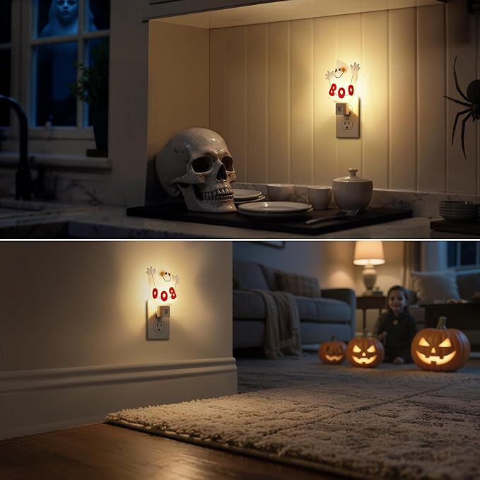 DORESshop Halloween Night Light Plug in, Ghost Night Lights Plug into Wall, Plug in Nightlight with 360° Rotatable, Cute & Funny Halloween Party Decorative for Adults,Kids,Gift, Pocky Decor,1 Pack