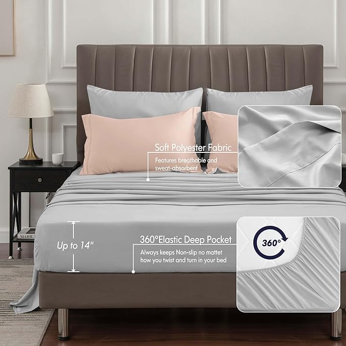 BEDELITE Twin Comforter Set 5 Pieces Bed in A Bag - Soft Microfiber Reversible Dusty Pink Bed Set with Comforters, Sheets, Pillowcase & Sham, Cozy Luxury Bedding Sets for All Season