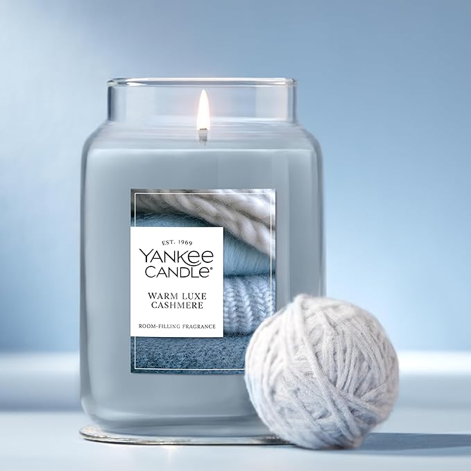 Yankee Candle, Warm Luxe Cashmere Fall Scented Candle, 22oz Large Jar with up to 150 Hour Burn Time