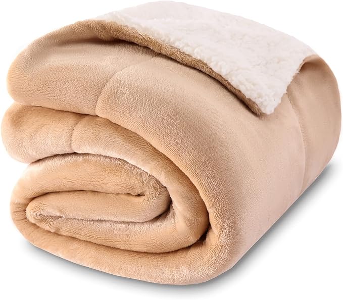 NANPIPER Baby Sherpa Blanket,Warm Toddler Throw Blanket,Soft Newborn Fleece Blanket for Winter (Beige,30x40 inches)
