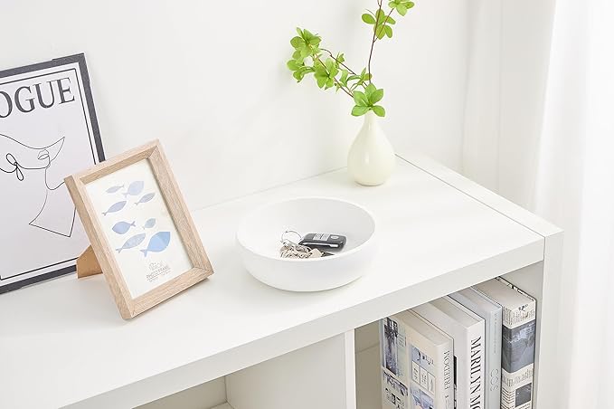 Aotea Crafts 7.9" Large White Key Bowl for Entryway Table Decor - Modern Concrete Sturdy Decorative Key Holder Bowl for Keys