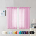 Chyhomenyc Pink Sheer Curtains 45 Inch Long 2 Panels, Light Filtering Rod Pocket Voile Short Curtains Drapes for Bedroom Small Windows, 42Wx45L Inches