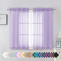 Aiyufeng Light Purple Sheer Curtain Panels Pair Sold 45 Inch Length, Light Filtering Window Curtain Drapes Treatment for Kitchen, Bedroom/Children Room, Voile Top Dual Rod Pocket, 2 Pack of 42 x 45"
