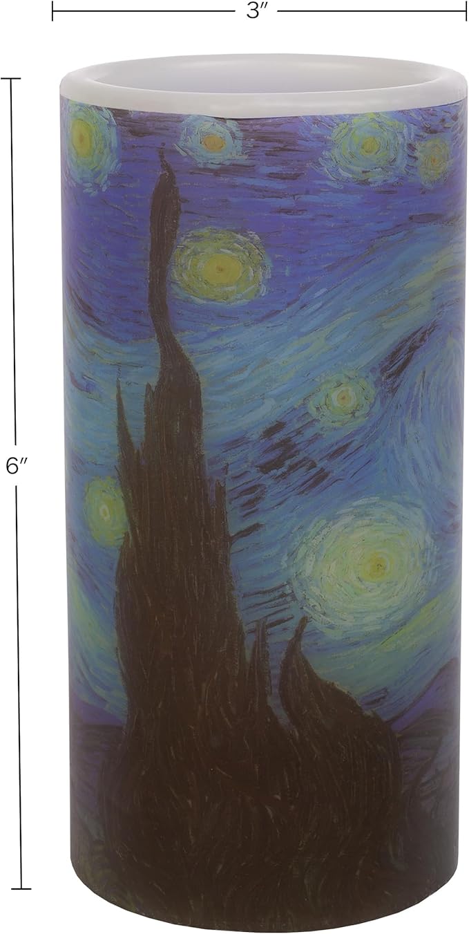 Lavish Home Flameless Candles - 2-Pack Van Gogh Starry Night Battery Operated Candles with Remote and Flickering Light for Home Décor