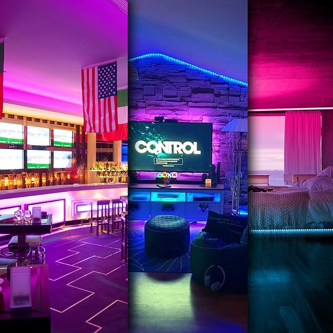 DAYBETTER LED Strip Lights 100ft RGB Lights Strip for Bedroom, Desk, Indoor Room Living Room Brithday Gifts Home Decor with Remote, 24V Power Supply