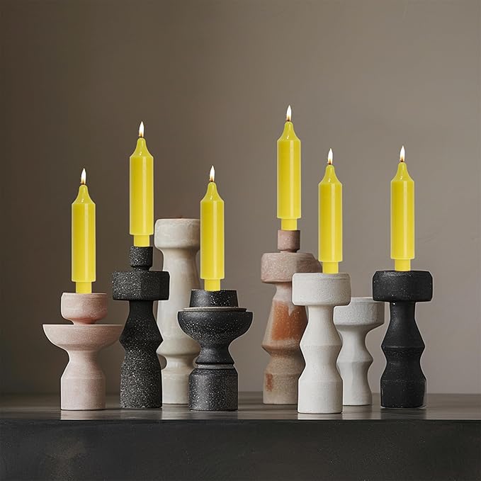 Beeswax Taper Candles Short Candle Sticks Unscented Dinner Candle Dripless for Home Decor,Set of 4,Yellow