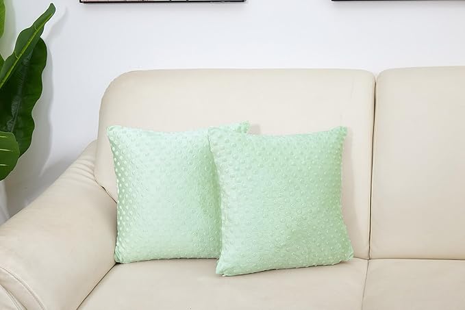 2 Packs Throw Pillow Covers, Neutral Decorative Couch Pillow Cover for Living Room Bed Sofa Rustic Farmhouse Boho Home Decor, Soft Plush Cushion Case Slipcover (Green, 16"x 16")