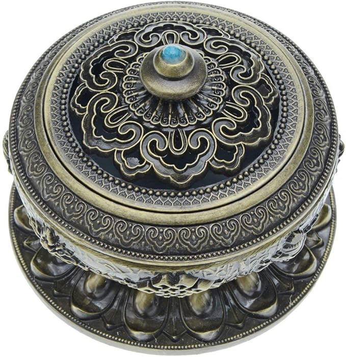 Saim Chinese Classic Style Incense Burner Alloy Metal Buddha Incense Holder Candle Censer - Buddhist Decor, Home Decoration - Small (Bronze)