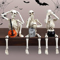 Halloween Skeleton Stalue Set of 3, Gothic Decoration of Skull with Pumpkinand Tombstone, See Speak Hear No Evil Statues Home Decor