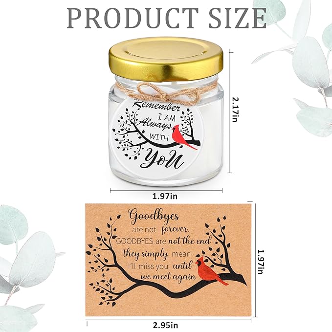 Tondiamo 20 Pcs Memorial Cardinals Candle Favors Bulk Memory of Loved One Sympathy Jars Candle Cardinal Bereavement Gifts for Loss of Mom Father Remembrance