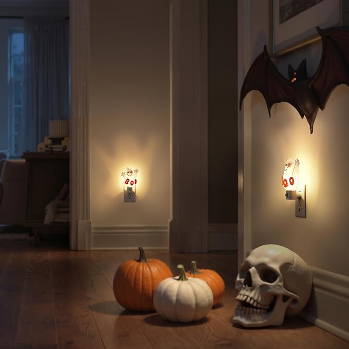 DORESshop Halloween Night Light Plug in, Ghost Night Lights Plug into Wall, Plug in Nightlight with 360° Rotatable, Cute & Funny Halloween Party Decorative for Adults,Kids,Gift, Pocky Decor,1 Pack