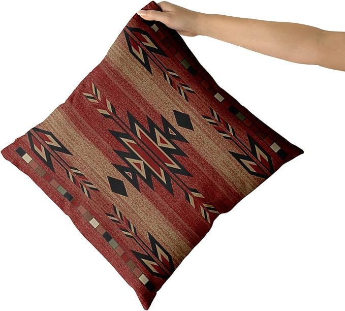 Giwawa Southwestern Throw Pillow Covers, Rusty Red Native American Pillow Cases, Aztec Tribal Geometric Square Cushion Covers Double Sided for Sofa Porch Bedding Patio Decor, 18x18 Inch, Set of 2