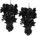 RECUTMS Black Maple Leaf Garland 2PCS Artificial Hanging Fall Halloween Maples Leaves Swag Plants 2.5ft Faux Silk Autumn Garlands for Indoor Outdoor Thanksgiving Party Home Room Fireplace Patio Decor