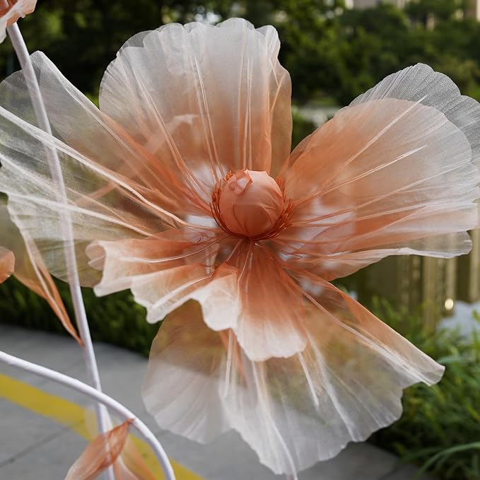 Giant Flowers for Decoration,66.9" Tall Floor Standing Life Size Silk Flower Decor - 3 Large Artificial Flowers with Stand for Wedding Reception,Party Banquet Background,Home Decor