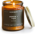Calyan Wax Co. Soy Wax Candle, Aspen + Fog Scented Candle, 57 Hour Burn Time, Aromatherapy Soy Candles, Non Toxic & Vegan Soy Wax, Amber Glass Jar Scented Candles, 7.2oz
